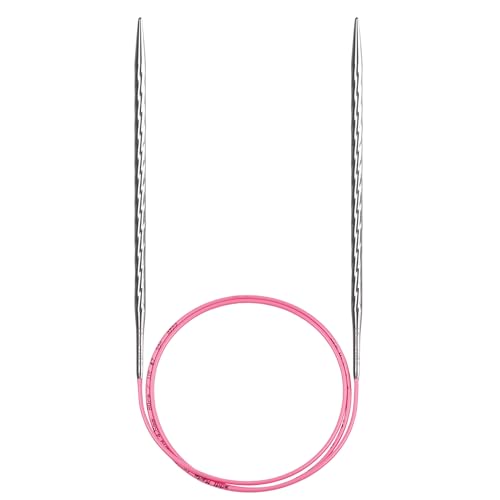 Image of skacel by addi Ewenicorn Rocket Circular Knitting Needles, Fixed 32 Inch (80 cm) White Chrome Plated Brass Tips with Flexible Nylon Cord, 4.5 mm (US Size 7)