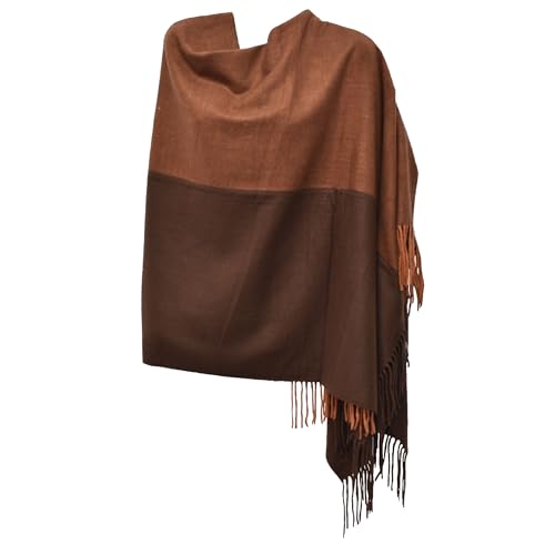 Glory Max Womens Solid 2 Tones Winter Scarf Cashmere Feel Oversized Large Soft Warm Shawl Wrap 74"x28"4