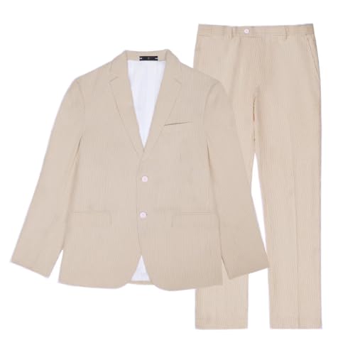 Seersucker Suit Mens 2 Piece Summer Beach Wedding Outfit for Men Classic Fit Casual Sear Sucker Suit for Grooms Prom Party4