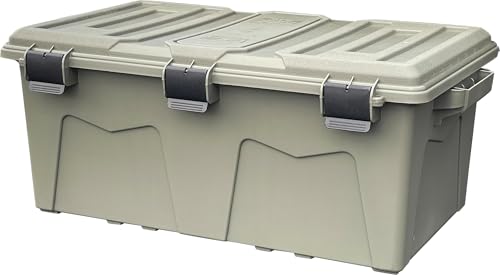 MTM ACRG18 Gear Crate Utility Box Water Resistant Gear Dry Storage Box for the Field Lockable Dry Storage Case 52 Quart Stackable Secures Hunting Shooting Gear 101 Uses USA Made Army Green