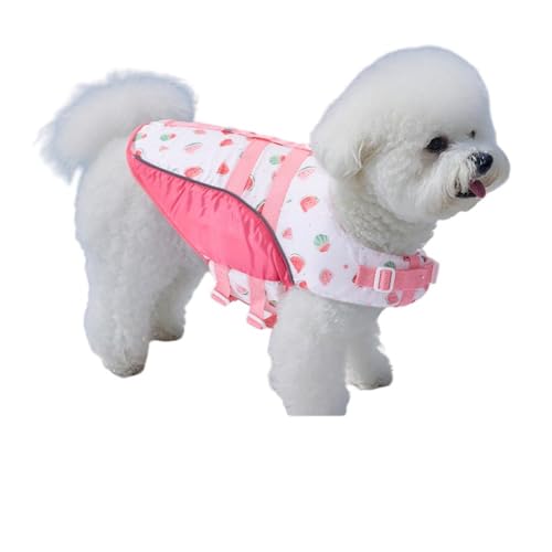 Vilom 犬用ライフジャケット 小型犬 中型犬用 ペット救命胴衣 夏用 水遊び用ベスト 柴犬 トイプードル パピー用 おしゃれ犬服 (ピンク,S)