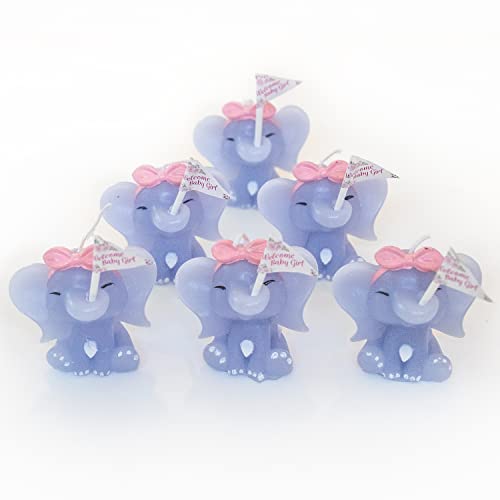 Bougie éléphant rose pour table baptême et décoration de fête prénatale fille