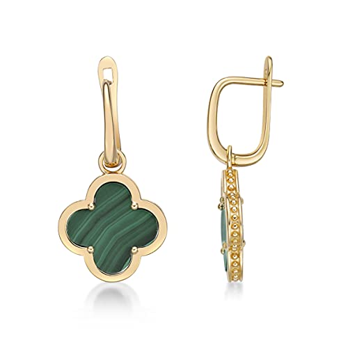 Mother of Pearl or Malachite Flower Drop Earrings for Women in 925 Sterling Silver with Rose or Yellow Gold Plating Hinge Post by Lavari Jewelers 5
