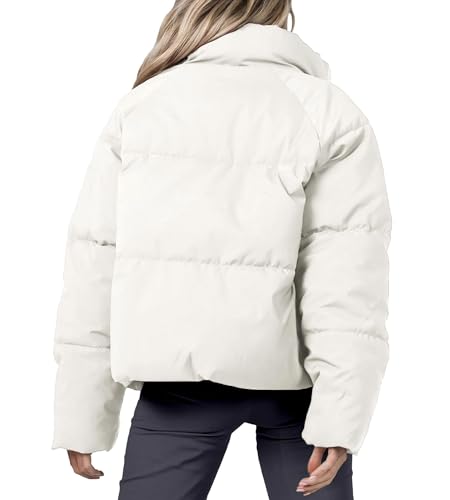 URMOSS Women's 2024 Winter White Cropped Puffer Jacket - Lightweight & Stylish for XS Sizes - Image 3
