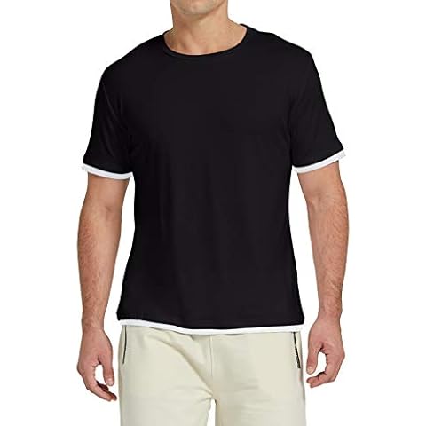 AIYINO Mens Short Sleeve Lightweight Athletic Soft T-Shirt Novelty Summer Casual Workout Sportstyle Crew Neck Shirts 5XL Black Cover