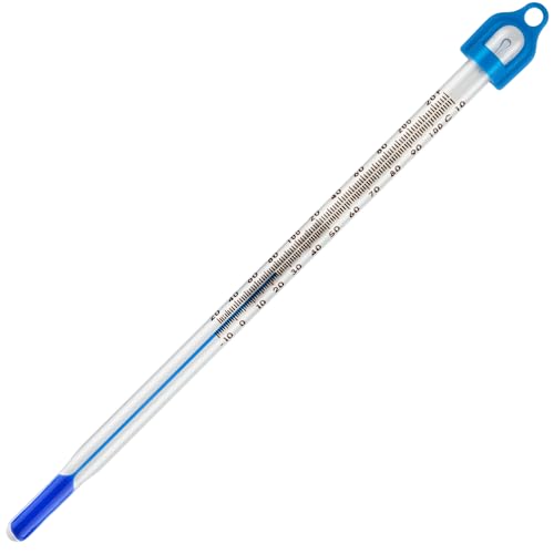 Wasserthermometer für Wassertemperatur und Flüssigkeiten - Laborthermometer Bereich: -10 bis +110 °C, 155 mm, Eintauchlabor Glasthermometer gefüllt mit blauer Flüssigkeit