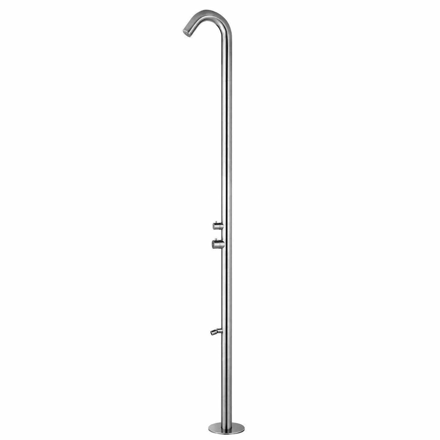 Sined Quartu Douche Dexterieur En Inox 316l Avec Douche De Tête Et Lavepieds h 2289 Cm Inox Attaches Dissimulees a La Base