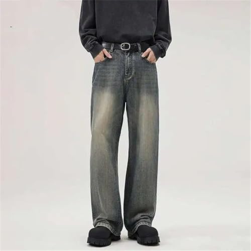 Men's Jeans American Solid Color Full Length Loose Straight Leg Denim Pants2