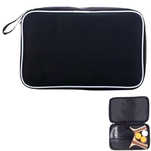 ZHAOYCSH Table Tennis Racket Case - Soft Cover Paddle Bag (27x17 cm) | Durable & Lightweight Ping Pong Paddle Case | Scratch-Resistant Travel Organiser for Indoor Sports Accessories (Black 1-Pack)