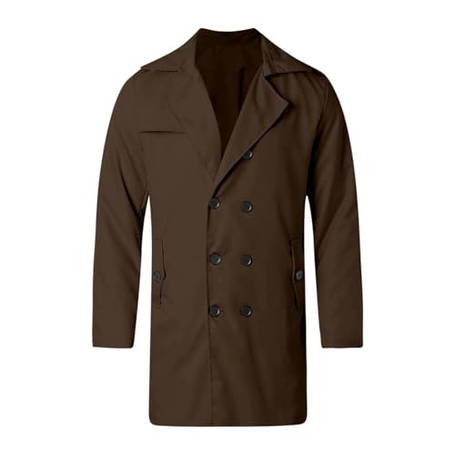 Classic men's woolen jacket autumn and winter lapel double-button windbreaker belt mid-length coat4