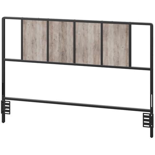 MAHANCRIS Queen Size Headboard Only, Metal Headboard with Adapters, Minimalist Industrial Style for Queen Size Beds, Greige