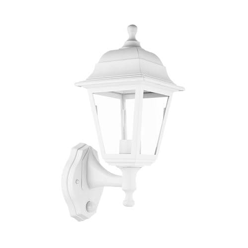 Aplique de Pared Exterior - Lampara de Jardin Rustica - Farola Exterior para Terraza con Luz y Porta Bombilla E27 - Medidas 35x15x19,7 Centímetros, 3 Diseños Diferentes (Blanco, 1 Unidad)