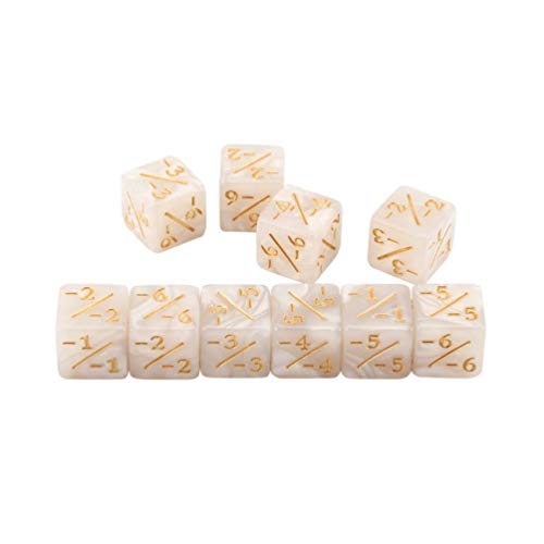 Kinshops 10x Dice Counters 5 Positive +1/+1 & 5 Negative -1/-1 For Magic The Gathering Table Game Funny Dices, white