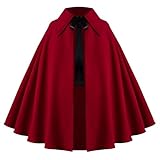 Renaissance Costume Men Mens Halloween Costumes Evil Queen Women Wizard Robes Cape Vintage Hood Cloaks Outfit Medieval Cloak Tunic Priest Short Fantasy for Cosplay Red One Size