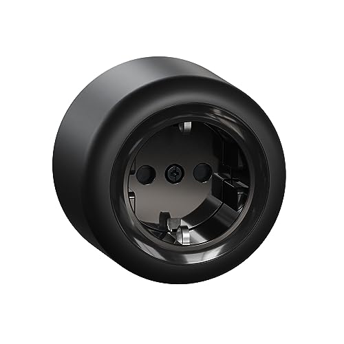 Schneider Electric ELSO WDE015976 - Enchufe de 1 enchufe con protección de contacto, para entornos húmedos, color negro, redondo, Renova, 16 A - 250 V CA