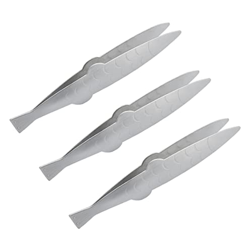 IMIKEYA 3pcs Fish Food Clip Fish Bone Tweezers Stainless Steel Tweezers Flat Slant Kitchen Gadget