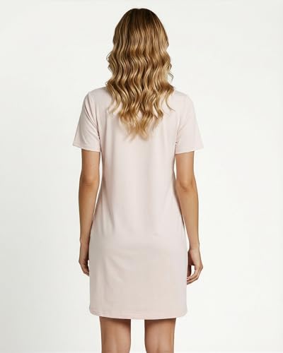 Image of Real Essentials 3 Pack: Women's Short Sleeve Nightgown Dress - Nightshirt Pajama Sleep Shirt Sleepwear (Available in Plus)