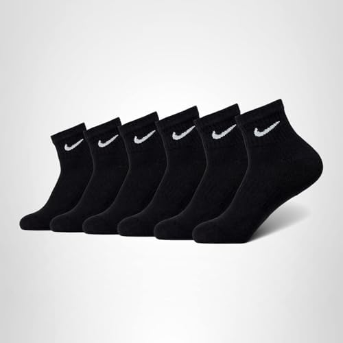 Nike Unisex Everyday Cushioned Training Ankle Socks (6 Pairs), Black/White, Small - 5