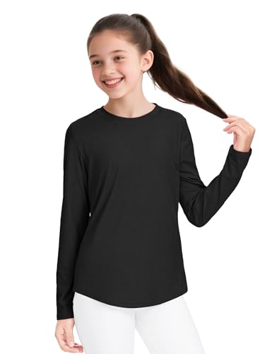 Auranso Girls Long Sleeve Shirts Quick Dry Athletic Shirts Kids Basic Tees Workout Yoga Tops Active Clothes for Teens4