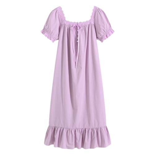 Robe de nuit victorienne en coton de qualité supérieure et dentelle