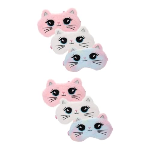 MOLUCKFU 6個 猫の目隠し eye mask eye patch sleep mask オフィスアイマスク ぬいぐるみ睡眠目隠し 子供の眼帯 快適なアイマスク スリープアイマスク コットン