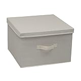 Household Essentials, Natural Square Storage Box with Lid and Handle, Square-15 W x 15' D