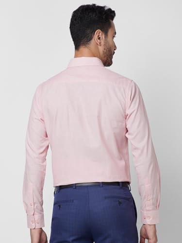 Image of Raymond Men Slim Fit Structure Pattern Pure Cotton Semi Cutaway Collar Full Sleeve Formal Shirt