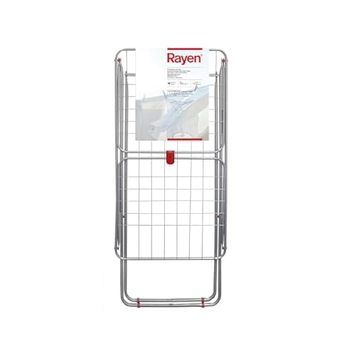 Rayen | Tendedero con alas | Superficie de tendido de 19 m | Sistema de bloqueo de alas | Tendedero plegable y antideslizante|Para interior y exterior|182 x 55 x 102 cm Color Acero|19 metros