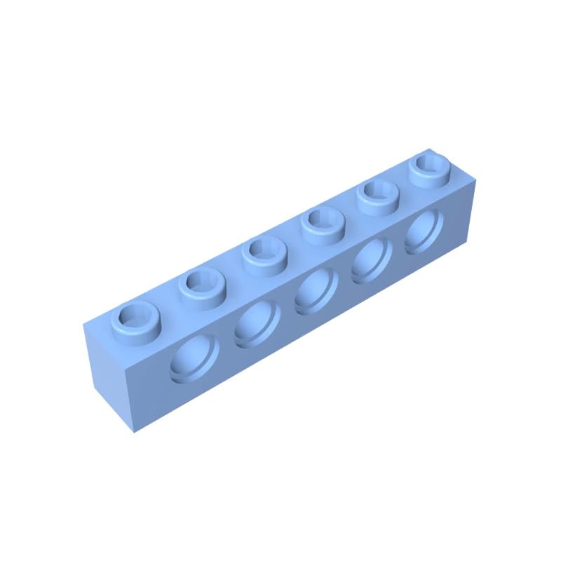 Gobricks 3894 Technology Brick Technic Brick 1x6 [5 Holes] 50 Pieces GDS-626 Compatible with Lego Building Blocks Color:Bright Light Blue