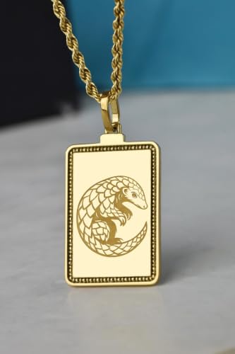 Collier pangolin en argent 925 doré, un bijou gravé main d'exception - 2