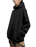 Hatant Mens Hoodie with Side Pockets Heavyweight Plush Fleece Pullover Hoodie for Men Winter Men's Athletic Sweatshirt Cotton Oversized Sweatshirt for Men Gym Workout Tops HS-S Black