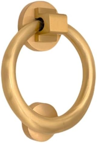 Infinity Decor 5" Satin Brass Ring Shaped Door Knocker - Solid Brass Front Door Furniture Knocker