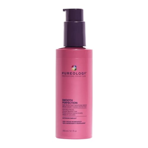 Pureology Smooth Perfection Smoothing Serum - For Normal to Thick and Frizzy Hair, Smooths Hair & Protects Against Heat Damage, Sulfate-Free & Vegan