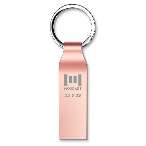 Memoria USB 3.0 de 64 GB de 64 GB de hasta 80 MB/s de velocidad de transferencia rápida, 64 GB resistente al agua USB 3.0 Jump Drive Memory Stick con diseño de llavero, oro rosa