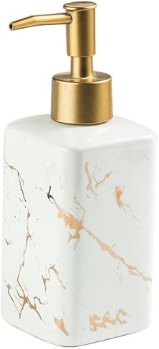POSHOPS Soap Dispenser, Ceramic Marble Pattern Bathroom Accessories Hand Soap Dispensers Lotion Dispenser for Birthday Gift, Housewarming Gift, Home Decoration (E)