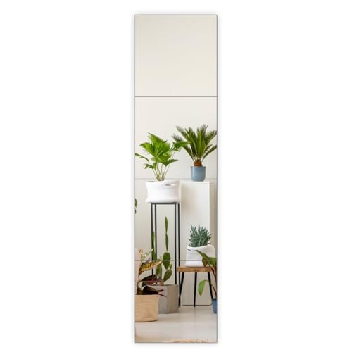 Vasemouh 4 Piezas Espejo de Pared, Espejos sin Marco, Espejos Adhesivos, Espejo de Pared Decorativo para Casa,Salón, Baño, Dormitorio (20x20 cm).