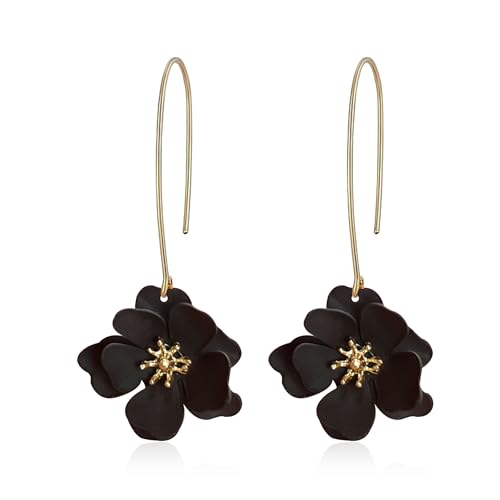 Anmpab Bohemian Matte Flower Dangle Drop Earrings floral Stud Earrings For Women Statement Wedding Holiday Jewelry