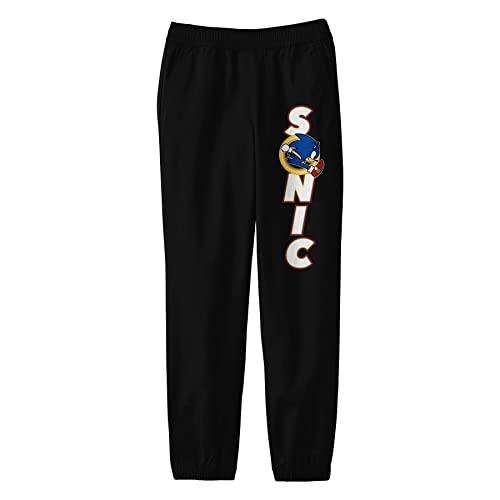 Bioworld Sonic The Hedgehog Modern Vertical Logo Youth Boys Black Sweatpants