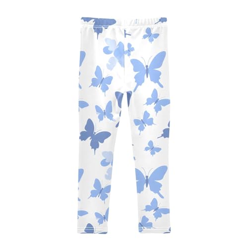 Blue Butterfly Silhouette Girls Leggings Ultra Soft Compression Yoga Gym Pants for Kids 4-10T2