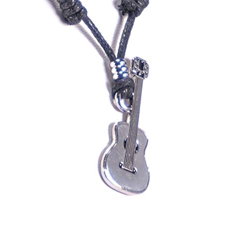 BlueRica Guitar on Adjustable Black Cord Necklace (Chrome Finish)3