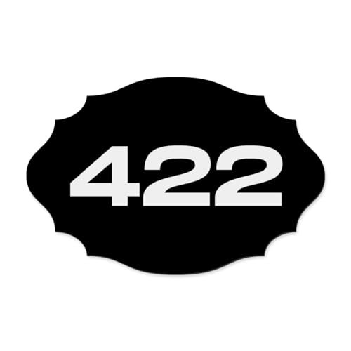 Image of Custom Door Numbers for Home & Office | PVC Plaques with Self-Adhesive Double-Sided Tape | 4x2.5 Inches | Flat Numbers, for Offices, Malls, Multi-Purpose Use (Des05 Black)