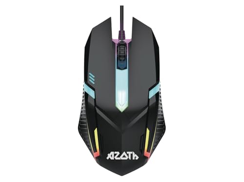 Image of AZOTH Lumen Black Gaming Keyboard and Mouse Combo, 104 Keys USB Wired Membrane Keyboard with Rainbow Light, 3-Button 1200 DPI Mouse, Anti-Ghosting, Mousepad, for PC Laptop Desktop, Wired RGB Kit