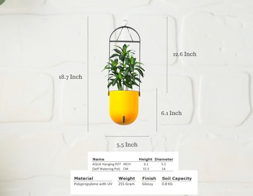 Image of Indian Discovery Self Watering Ceiling Hanging Planter|Hanging /Hooked Flower Pots for Home, Balcony, Terrace, Garden Decor Flower Pots(1 Pcs, Yellow, Sphere)|6 Inch UV-Resistant Plastic Plant Pots