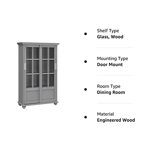 Ameriwood Home Aaron Lane 4 Pieces Bookcase With Sliding Glass Doors, Gray #TOP3