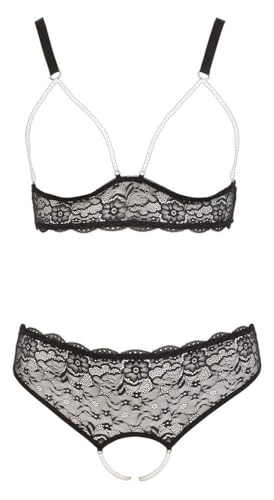 Soutien-gorge perlenset lingerie grande taille 4XL avec perles chaînes noir
