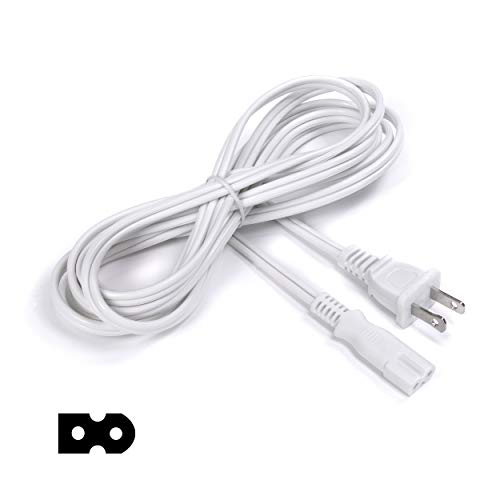 Polarized 2 Prong Power Cord With Copper Wire Core - (Square/Round) For Satellite, Catv, Game Systems, And More - Nema 1-15P To C7 C8 / Iec320 - Ul Listed - White, 10 Feet (3 Meter) Power Cable #TOP1