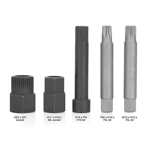 Oemtools 27261 Alternator Decoupler Pulley Tool Kit, 5 Piece, Pulley Sockets And Shaft Bits Fit Most Oad And Owc Pulleys, Alternator Pulley Kit And Repair Tool #TOP2