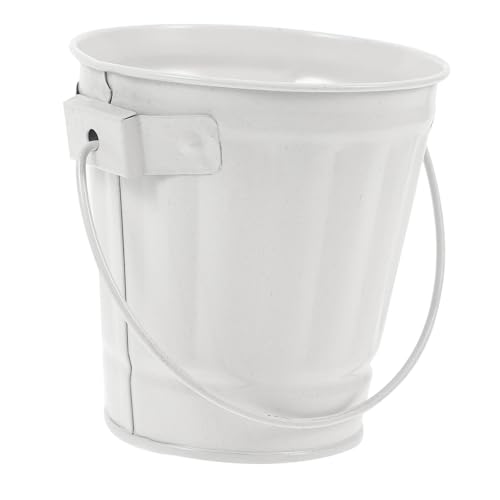STOBAZA Seau Métal Multifonction Rétro pour Fleurs et Organisation de Plantes Pot de Fleurs Décoratif et Résistant Corbeille de Table Portable pour Bureau et Maison Blanc