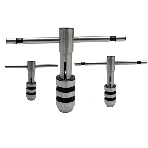 Image of MachEl T-Handle Tap Wrench Set: Includes 3 Pieces with Solid Collet Jaws for Effortless Tapping and Reaming