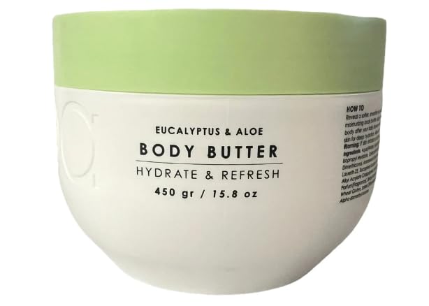 Ciroa, Eucalyptus & aloe Body Butter, Hydrate & Refresh, Dermatologically Tested & Vegan Friendly, 15.8 oz / 450 gr